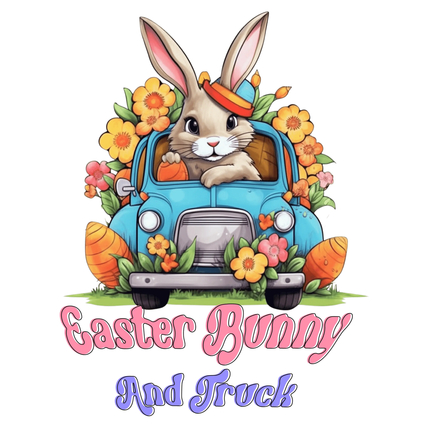 Easter Bunny And Truck Hunting Time Design - DTF Ready To Press