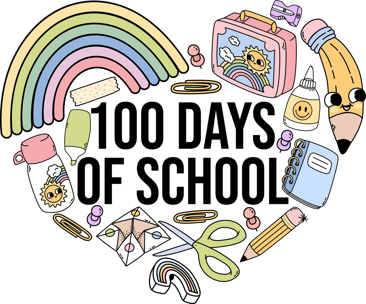 Cute 100 Days Of School Design - DTF Ready To Press