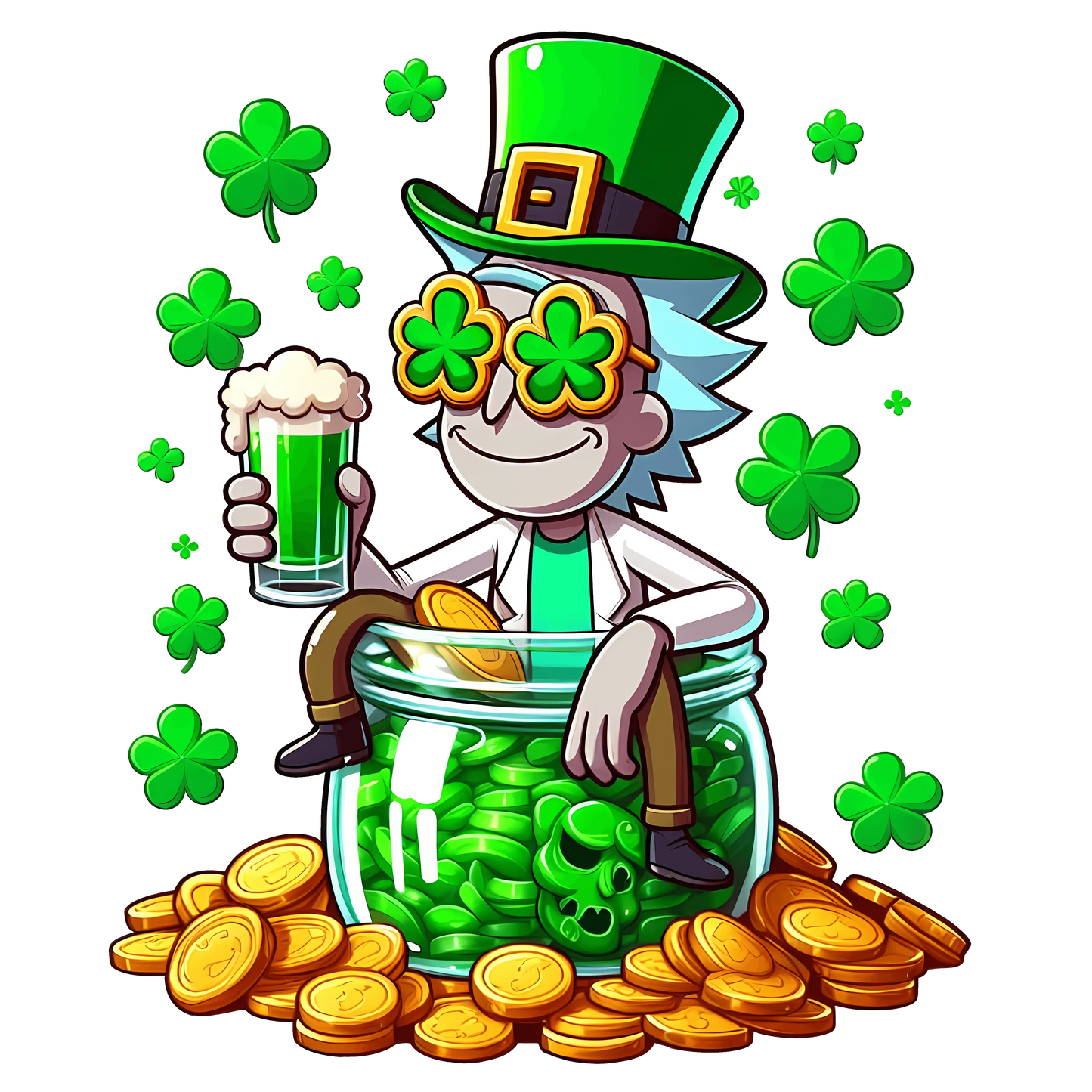 Rick Sanchez Beer Lover Saint Patrick's Design - DTF Ready To Press