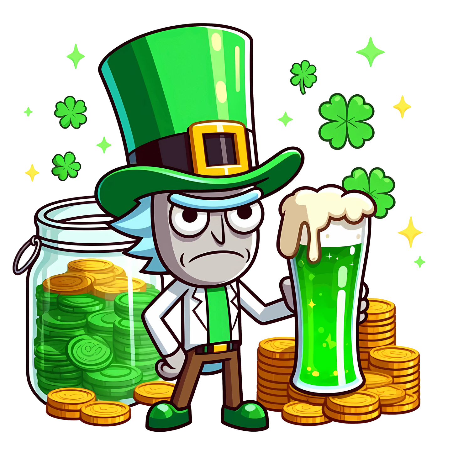 Rick And Beer Saint Patrick Day Design - DTF Ready To Press