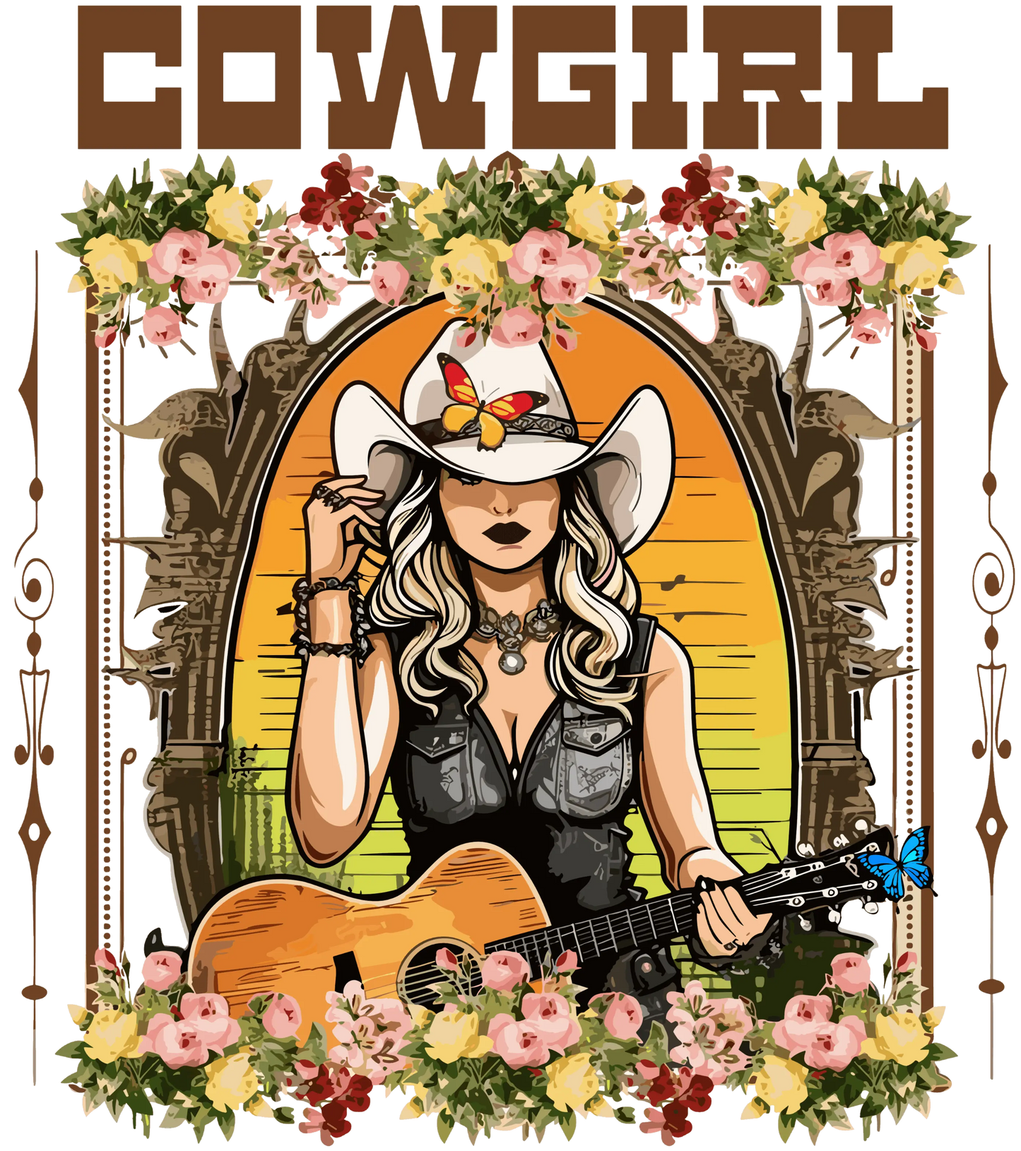 Country Music Cowgirl Design - DTF Ready To Press