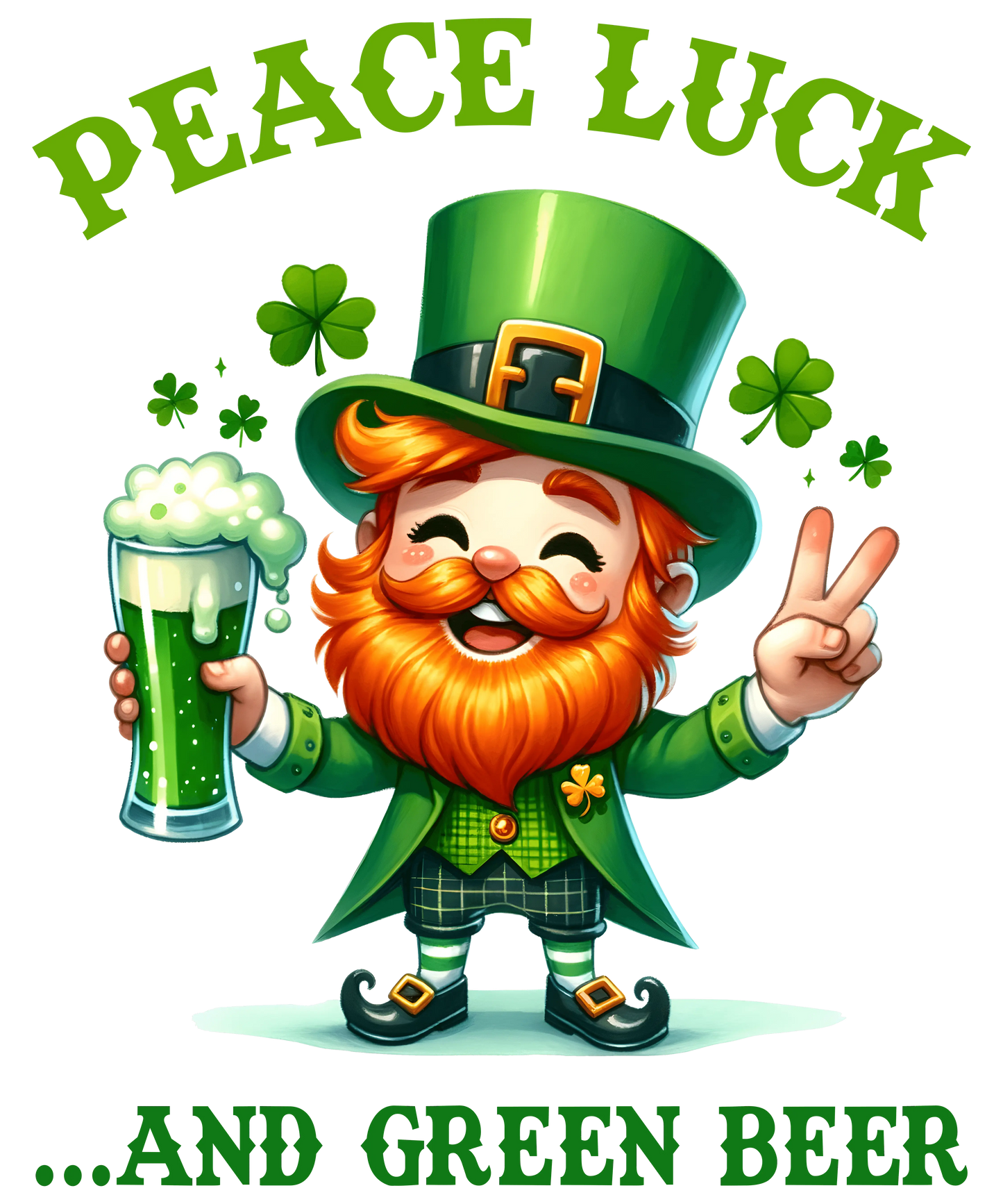 Peace Luck Funny St Patrick's Day Design- DTF Ready To Press