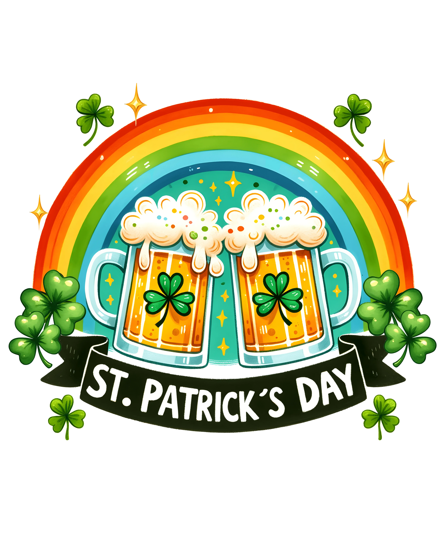 Happy St. Patricks Day Rainbow Design - DTF Ready To Press