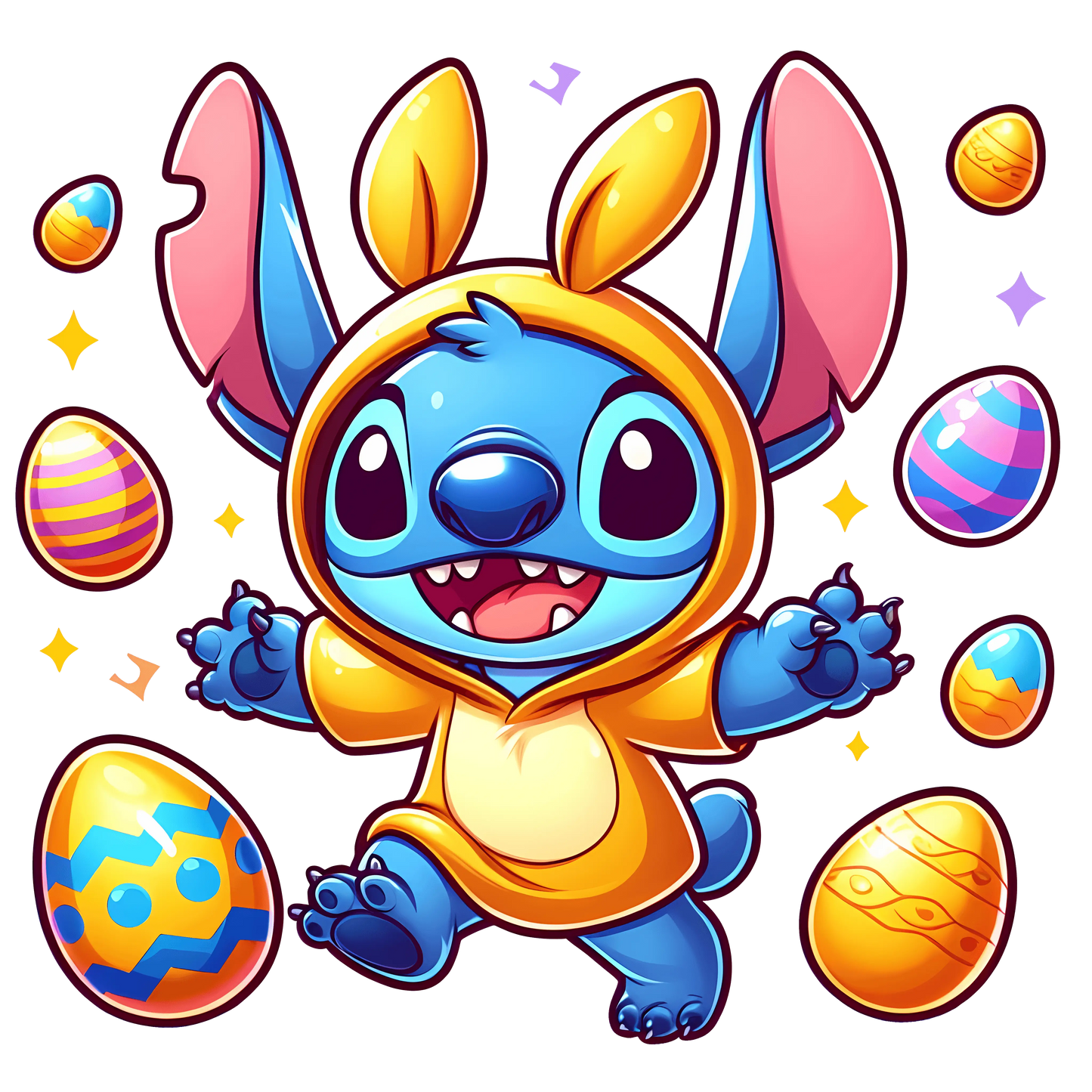 Bunny Stitch and Easter Eggs Design - DTF Ready To Press