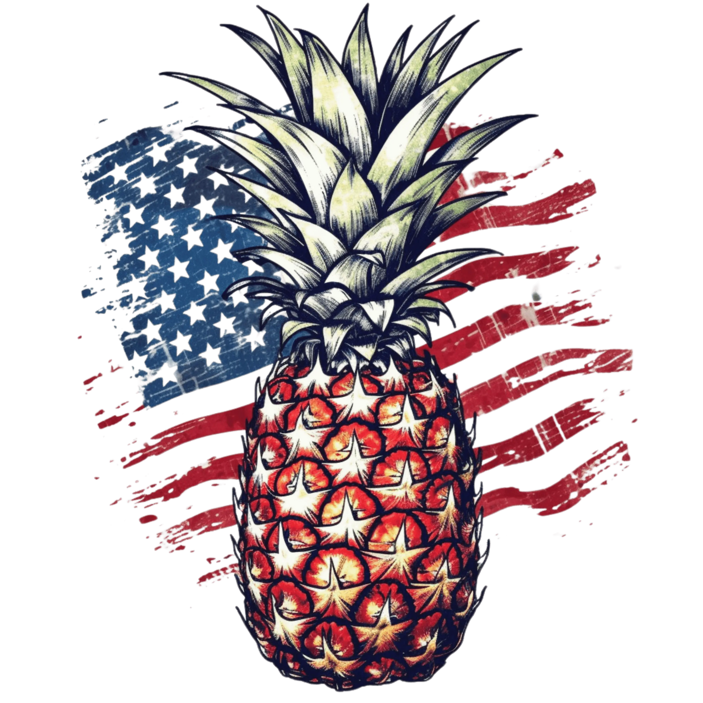 4th Of July Pineapple Design - DTF Ready To Press