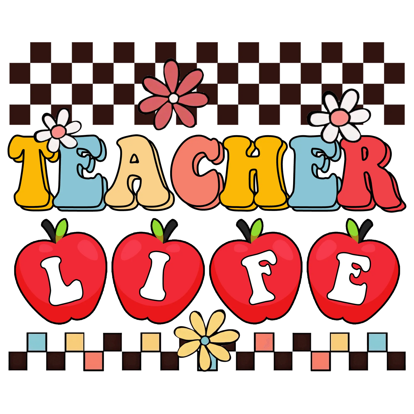 Retro Teacher Life Design - DTF Ready To Press