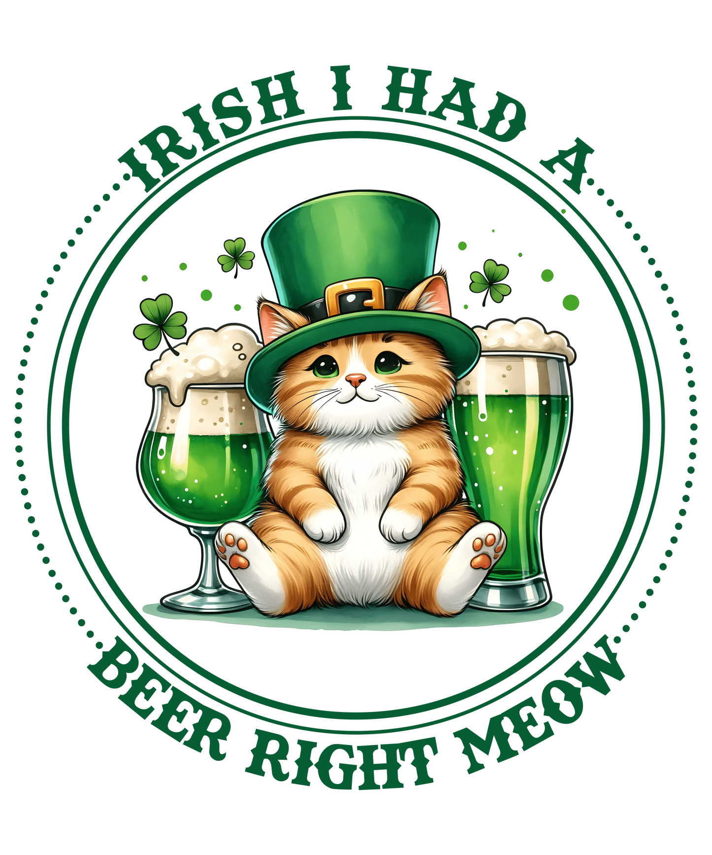 Saint Patrick's Day Cute Kitten Design - DTF Ready To Press