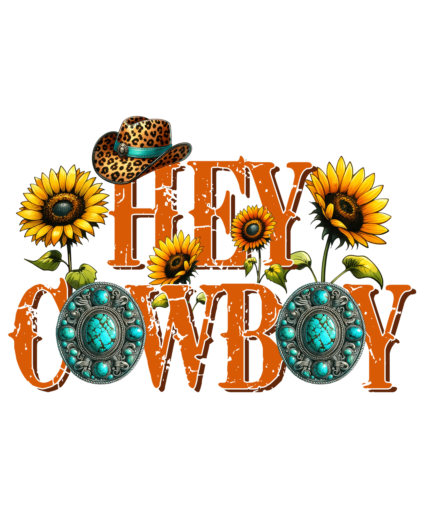 Hey Cowboy Sunflower Western Design - DTF Ready To Press