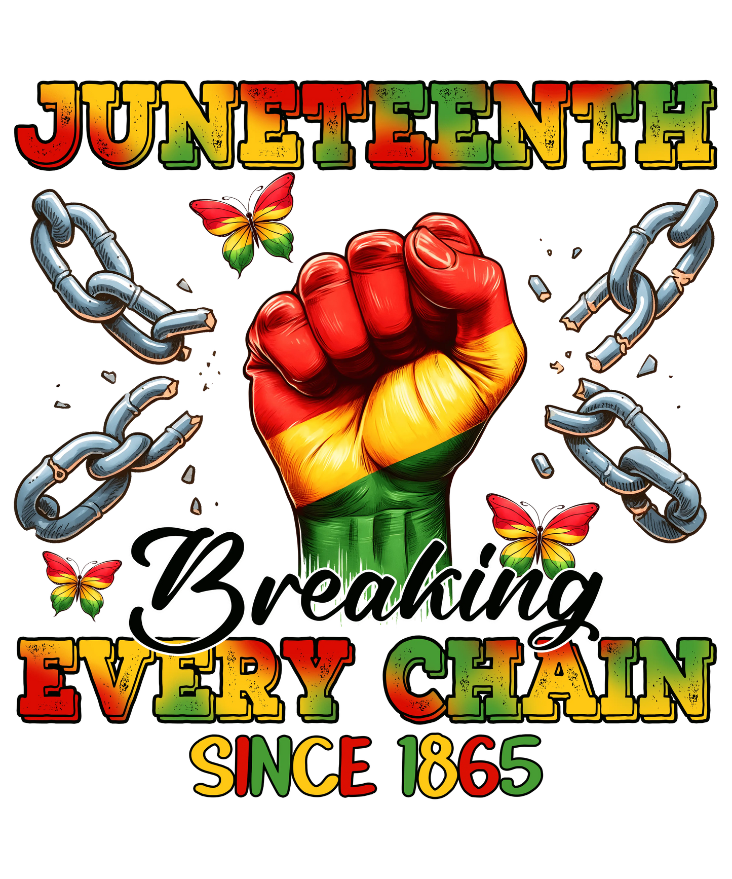 Juneteenth Breaking Every Chain Since 1865 Design - DTF Ready To Press