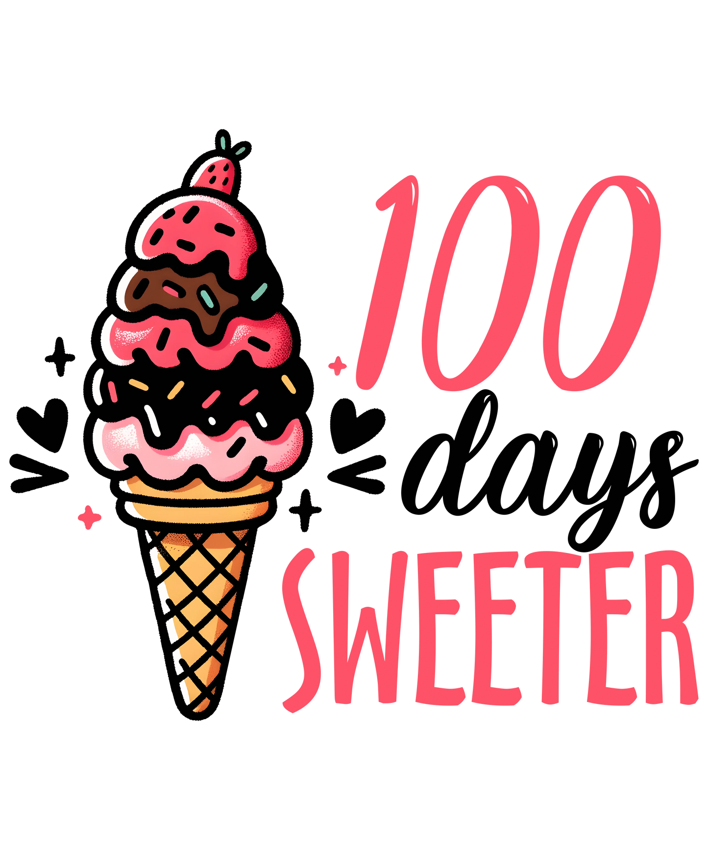 100 Days Sweeter School Design - DTF Ready To Press