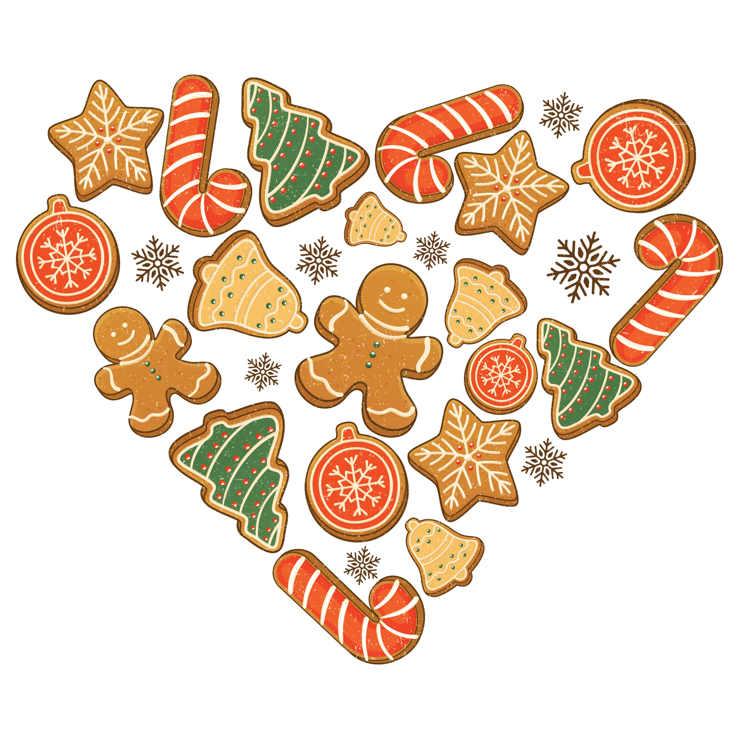Christmas Gingerbread Heart Design - DTF Ready To Press