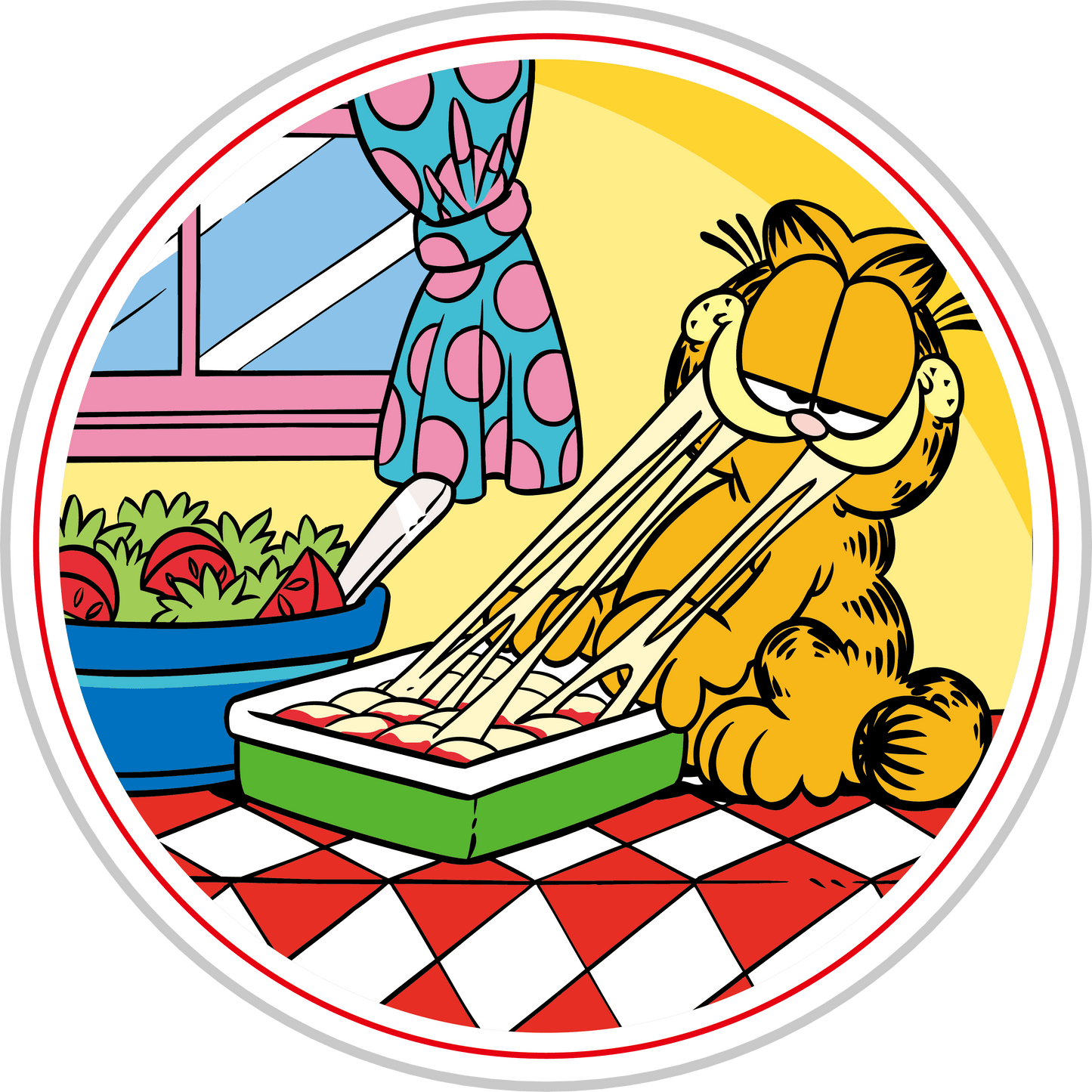 Eating Lasagna Garfield Cartoon Design - DTF Ready To Press