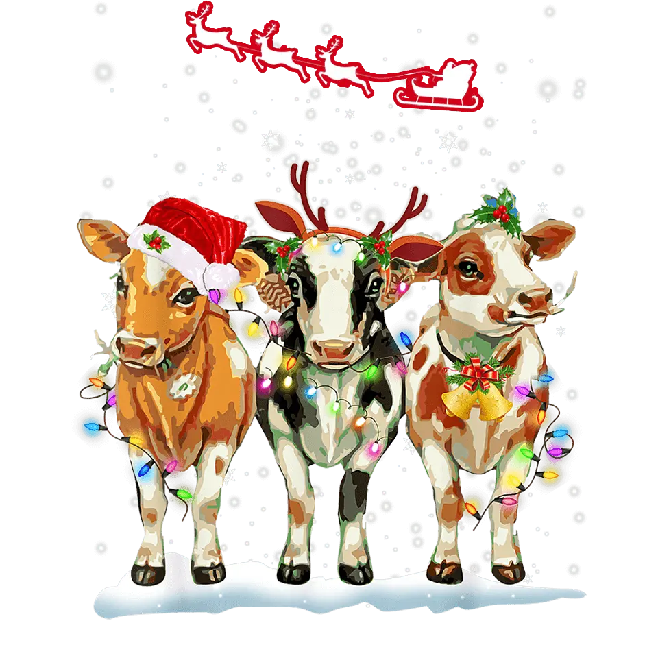 Christmas Cow Design - DTF Ready To Press
