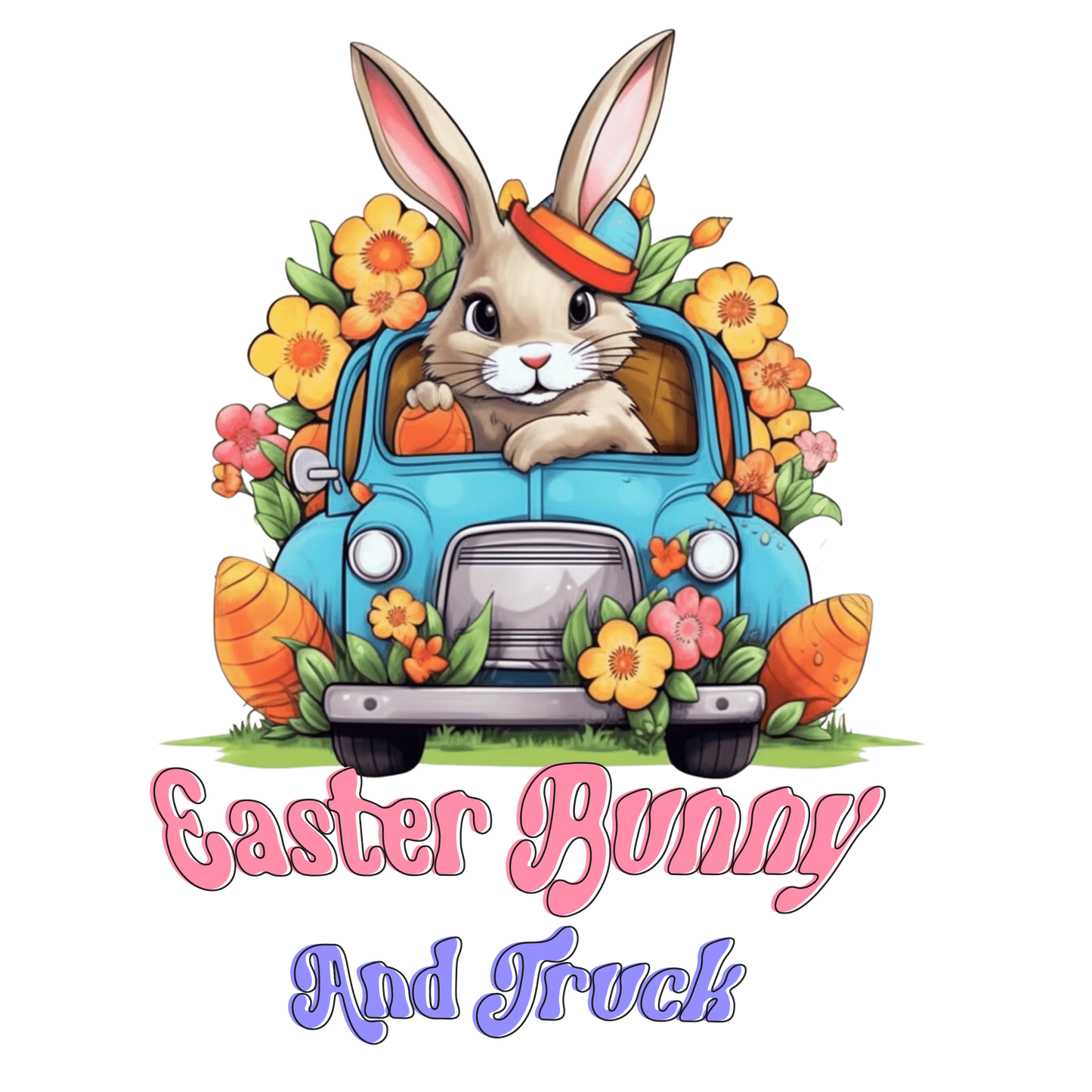 Easter Bunny And Truck Design - DTF Ready To Press