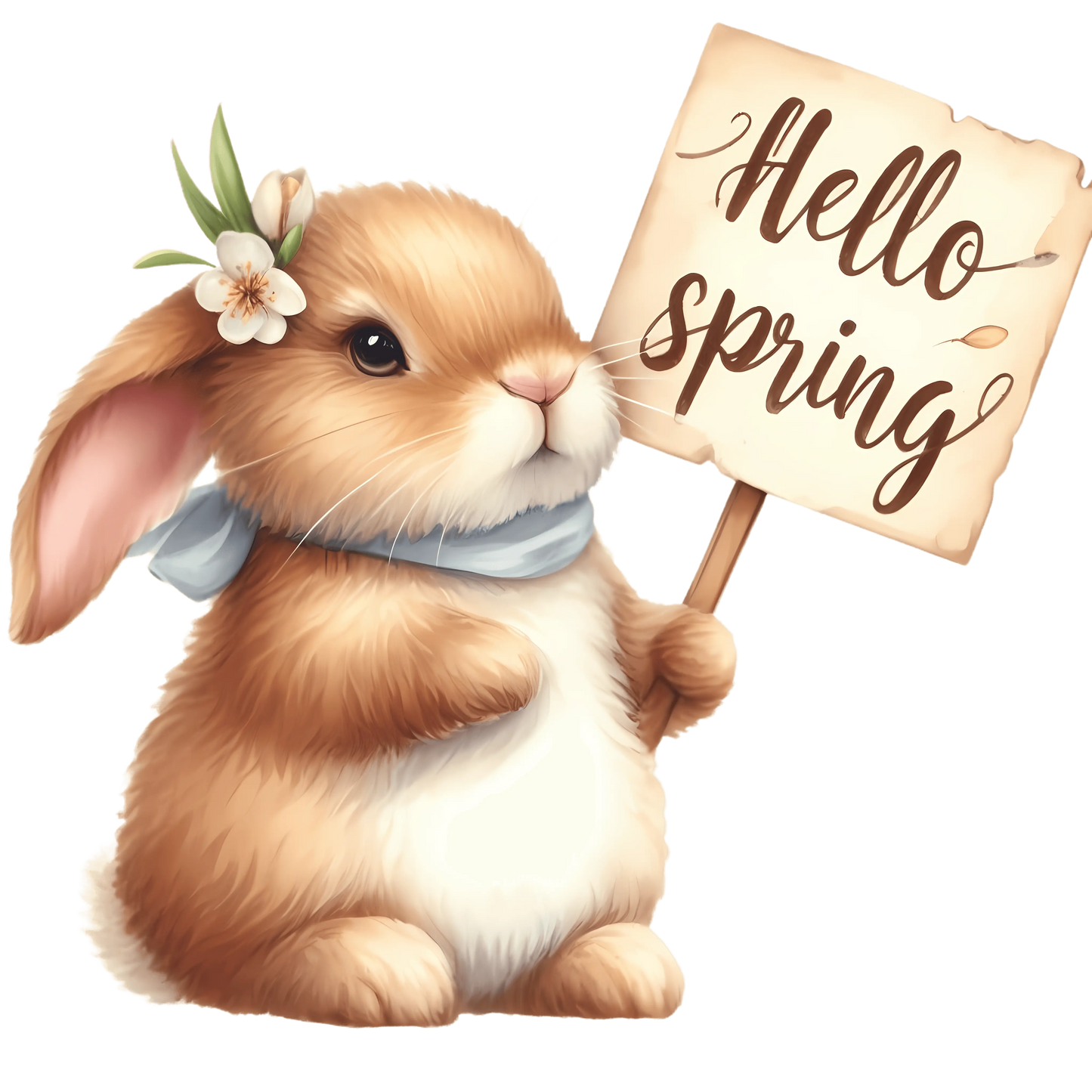 Hello Spring Easter Cute Bunny Design - DTF Ready To Press
