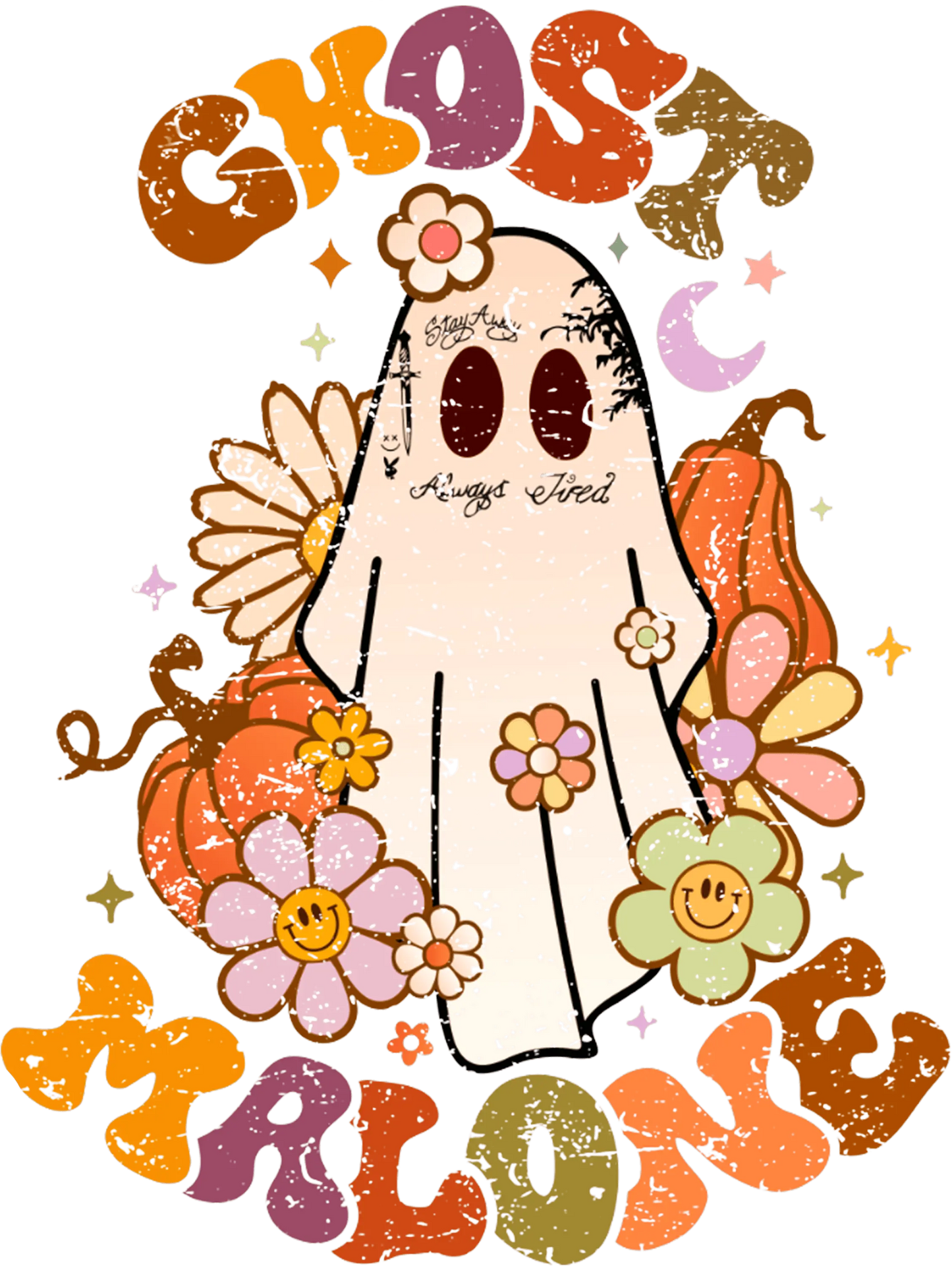 Halloween Ghost Malone Design - DTF Ready To Press
