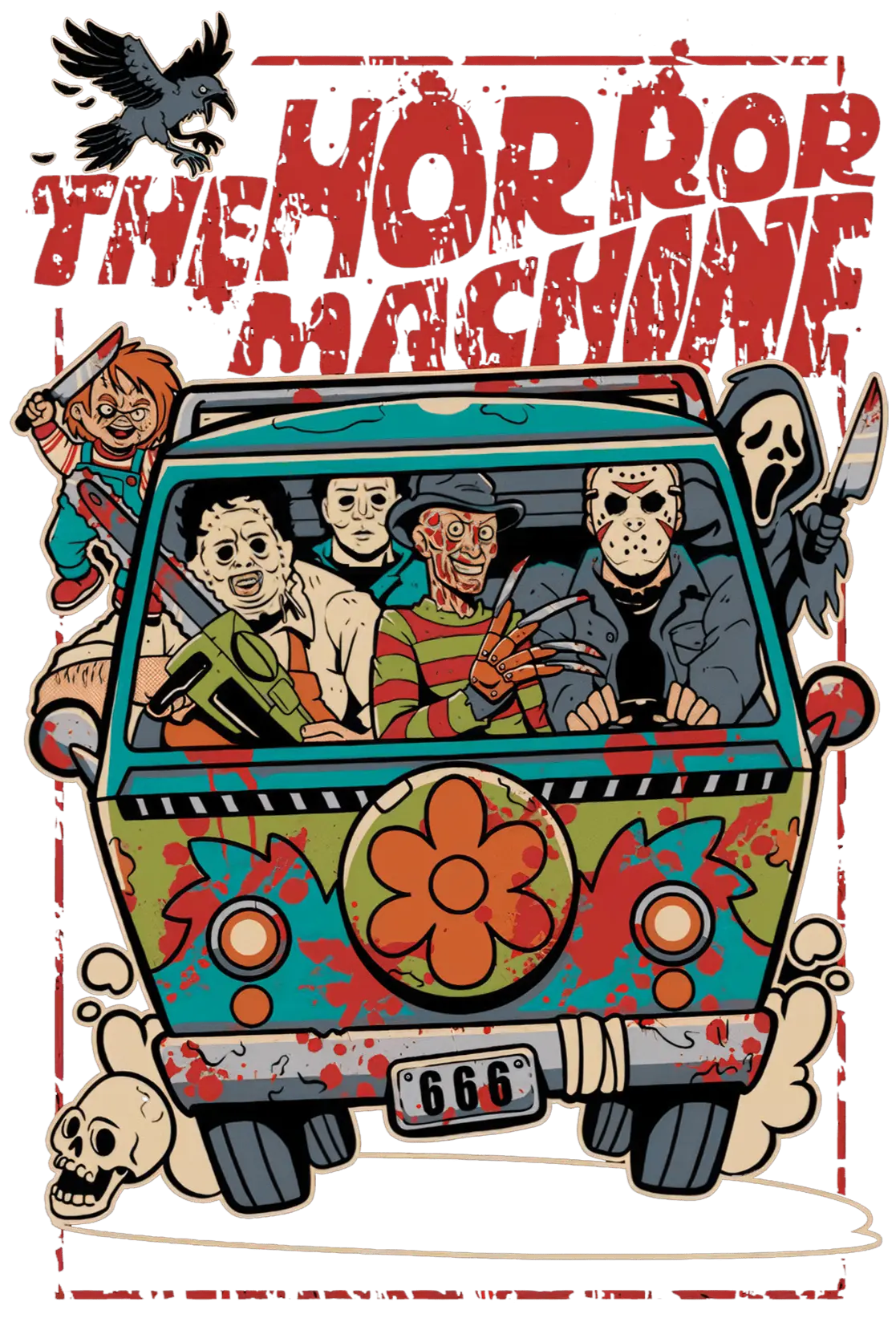 The Horror Machine Halloween Design - DTF Ready To Press