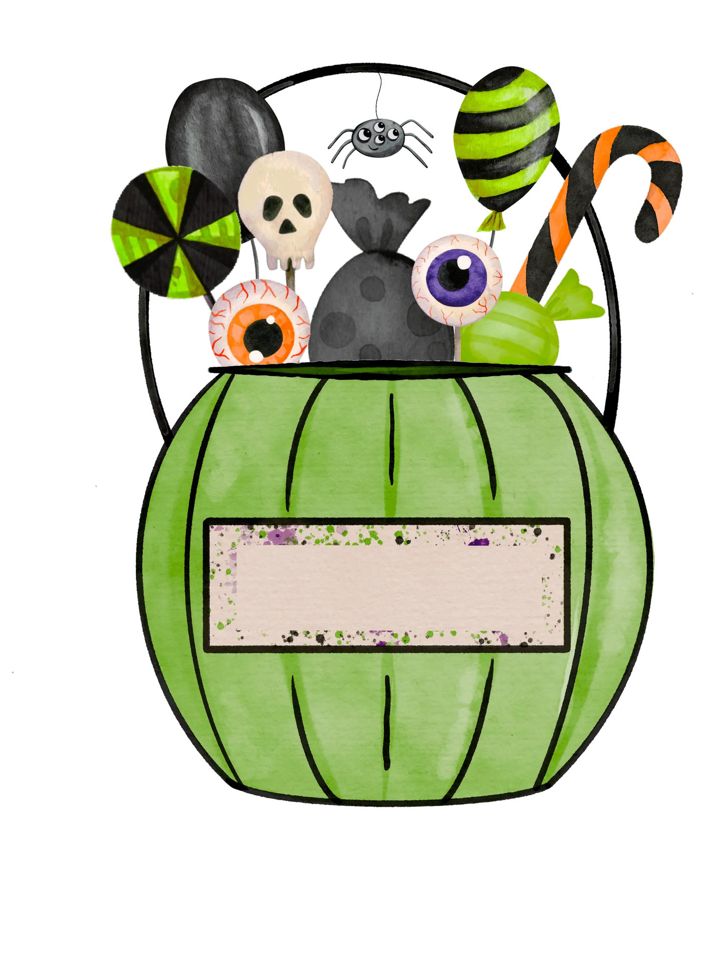 Halloween Green Candy Bucket Design - DTF Ready To Press
