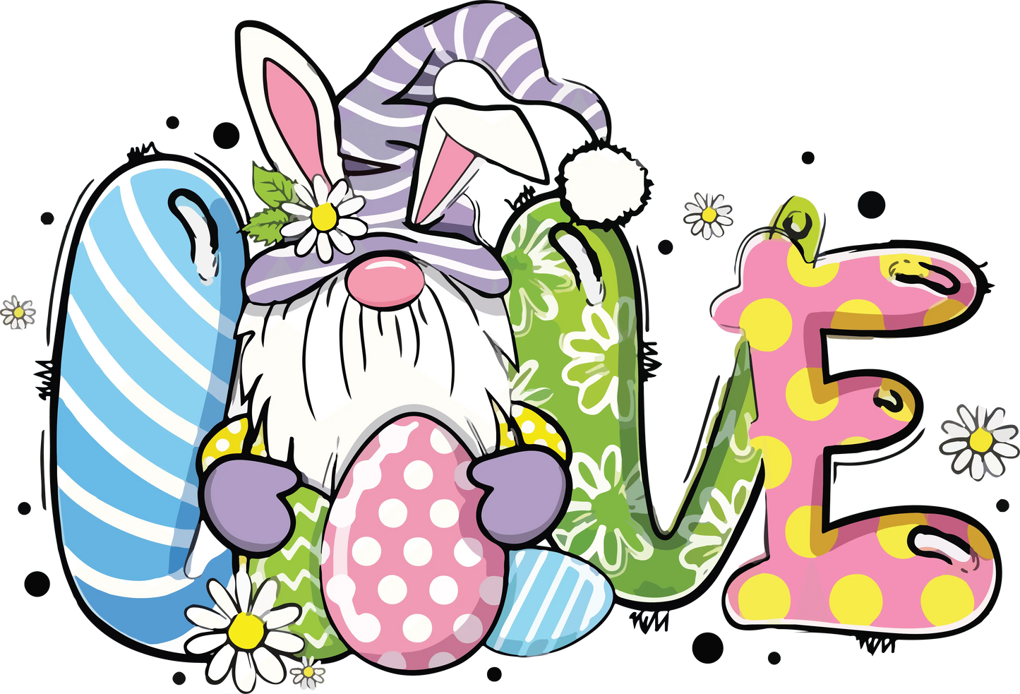 Easter Love Gnome Bunny Design - DTF Ready To Press