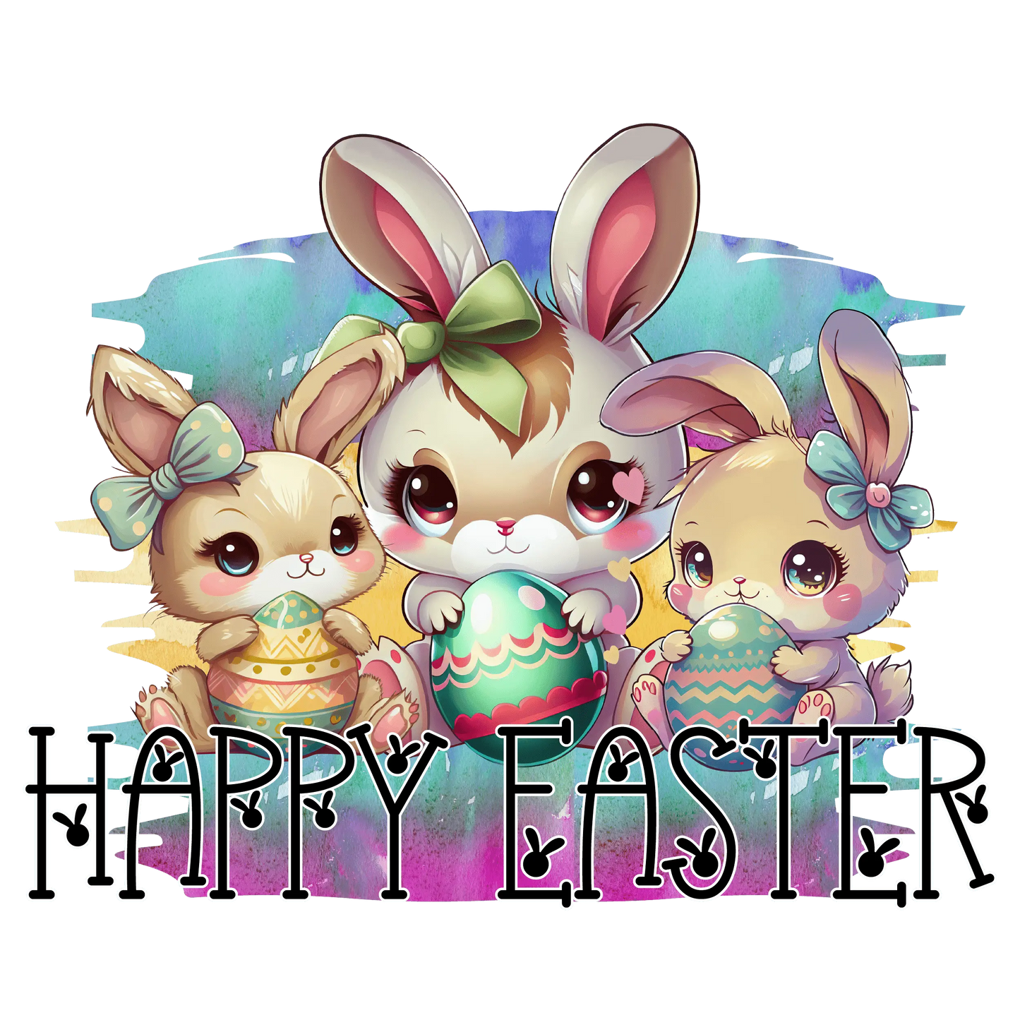 Cute Bunny Happy Easter Design - DTF Ready To Press