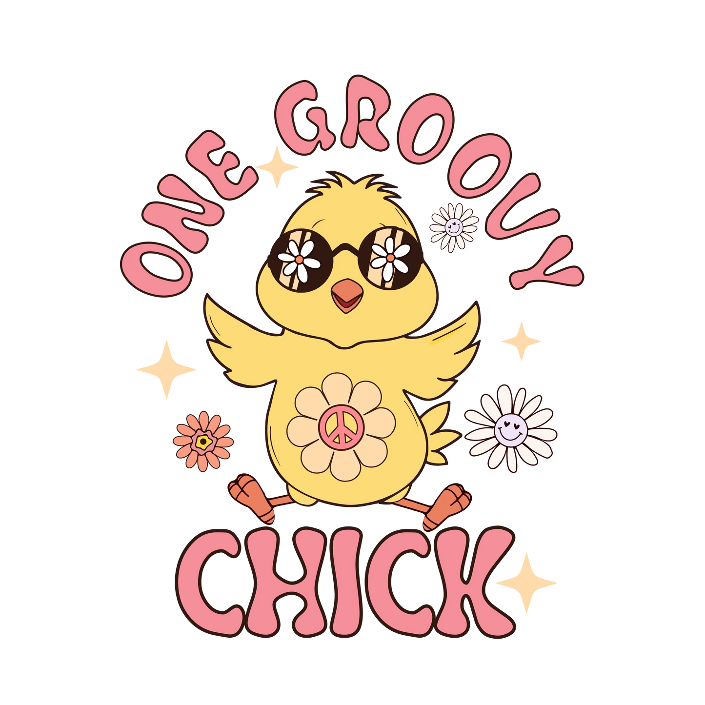 One Groovy Chick Easter Design - DTF Ready To Press