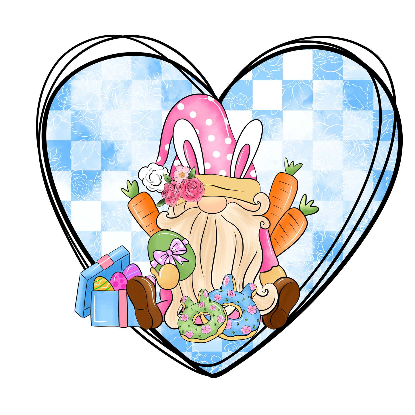 Easter Gnome Heart Design - DTF Ready To Press