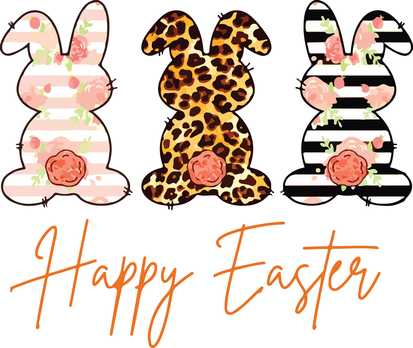 Happy Easter Bunny Leopard Design - DTF Ready To Press