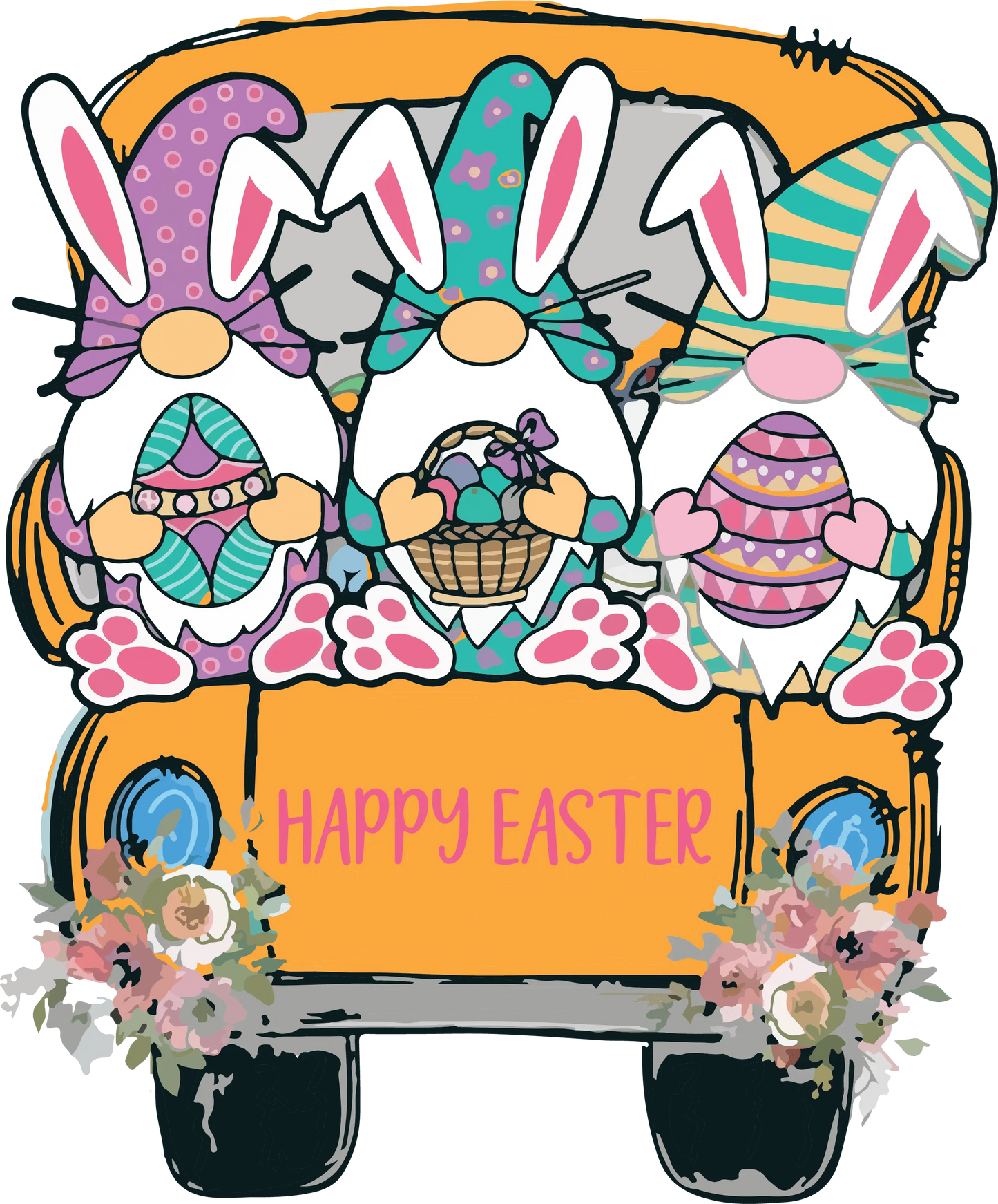 Hunting Season Gnome Truck Happy Easter Design - DTF Ready To Press