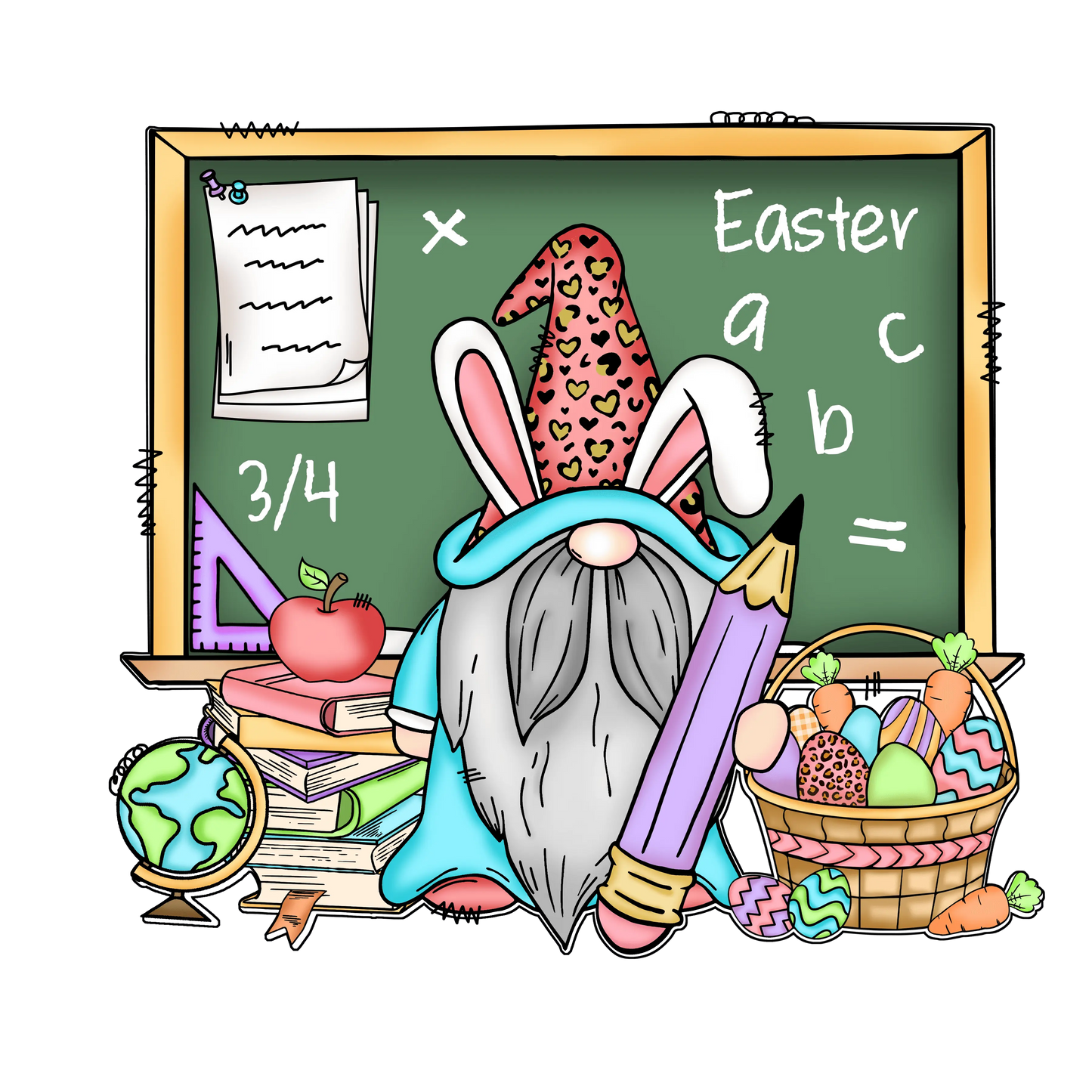 Easter Gnome Teacher Design - DTF Ready To Press
