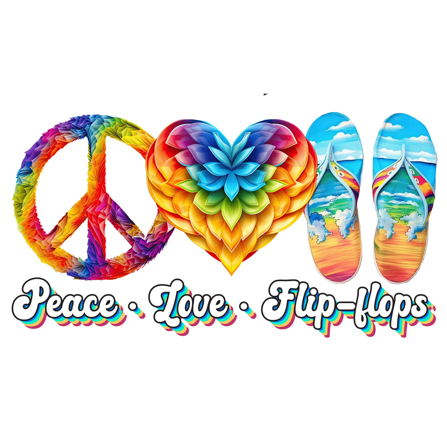 Peace Love Flip-Flops Design - DTF Ready To Press