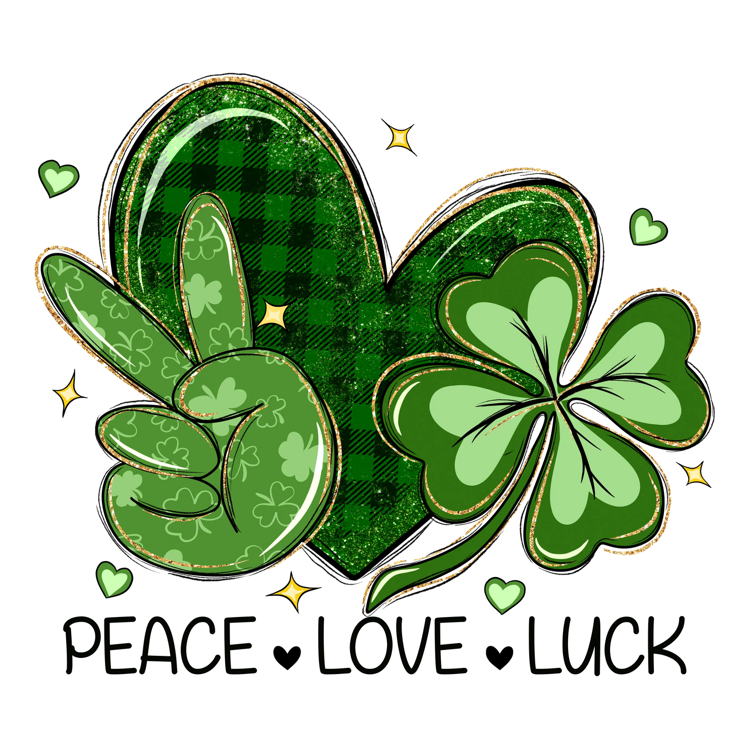 Peace Love Luck Saint Patrick's Day Design - DTF Ready To Press