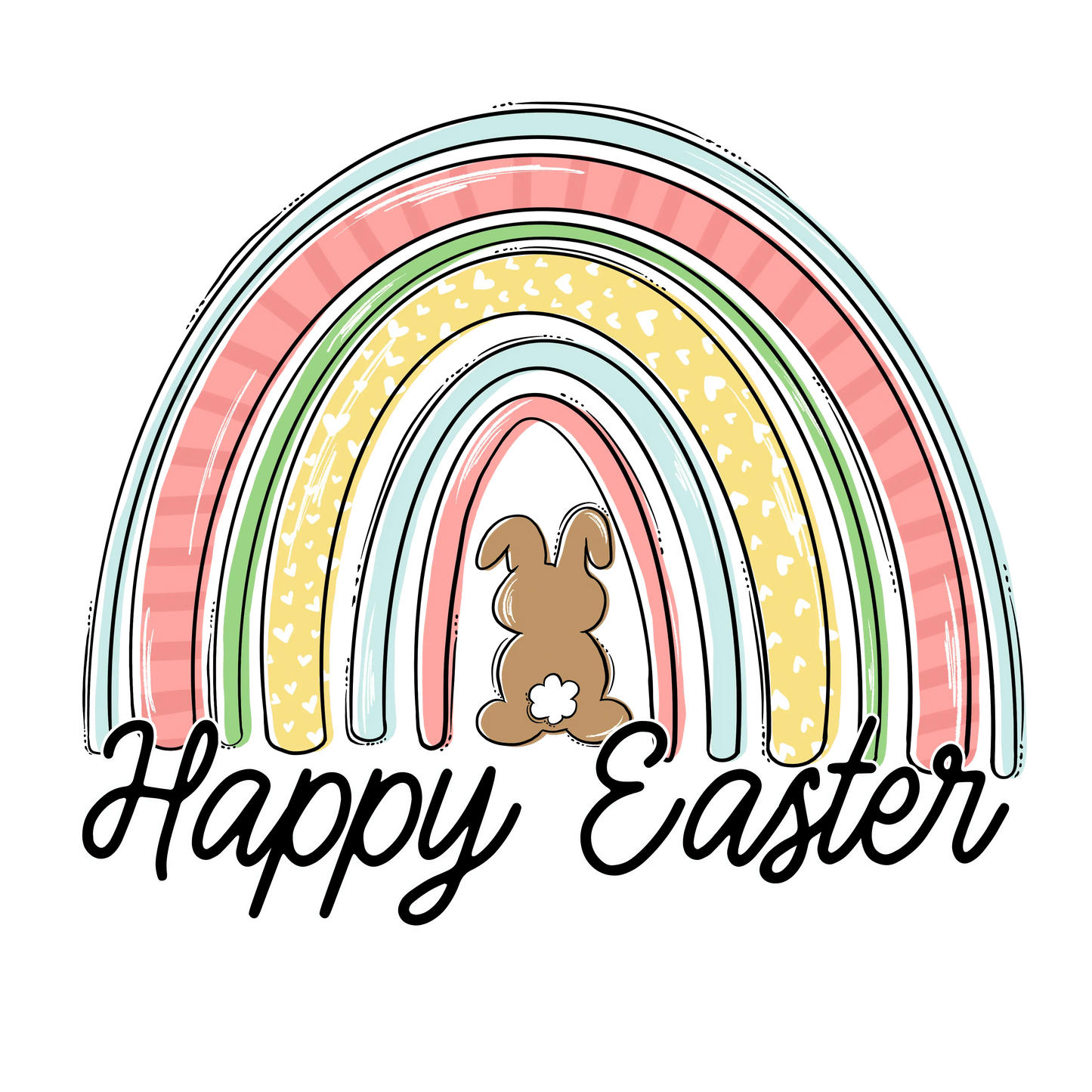 Happy Easter Bunny Rainbow Design - DTF Ready To Press
