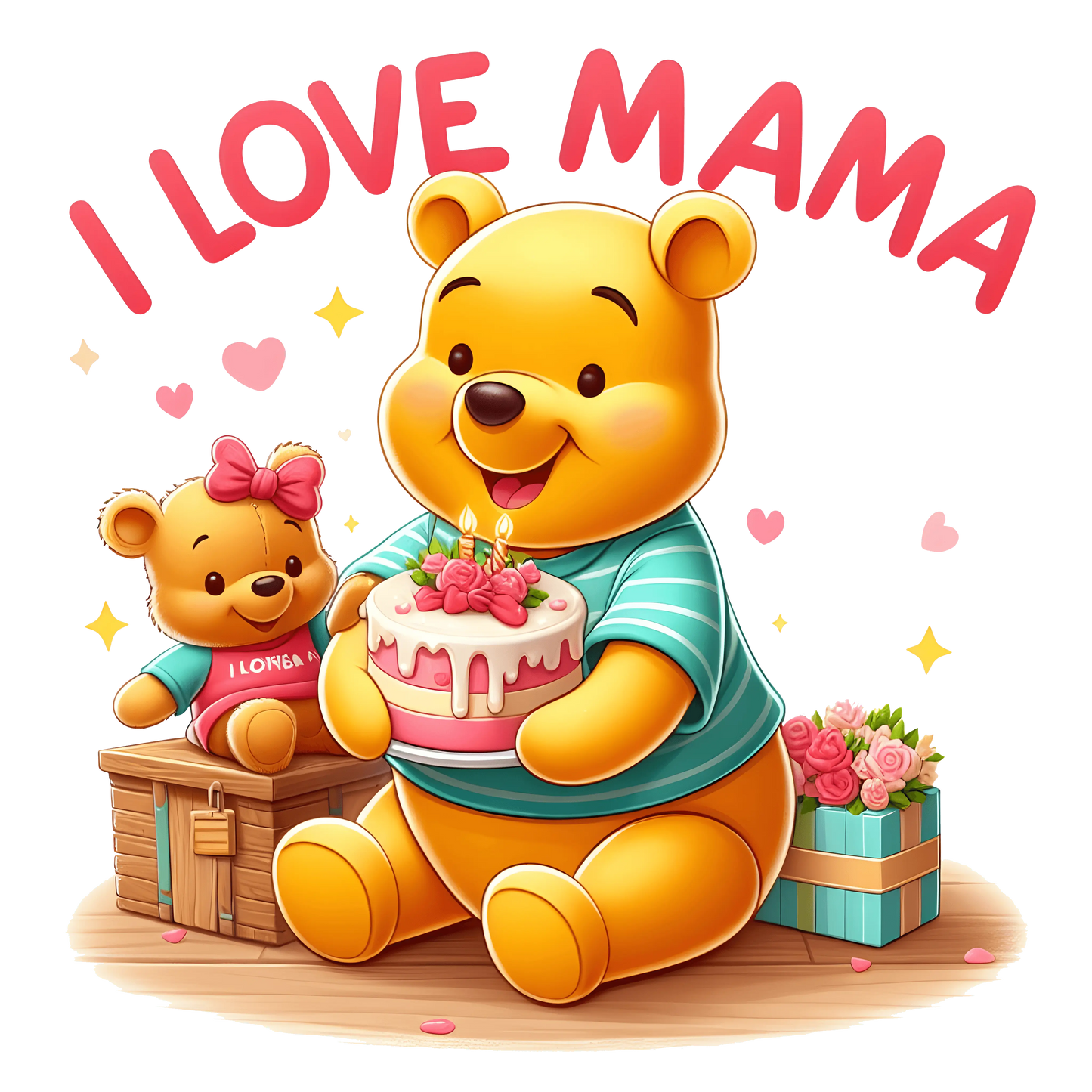 Winnie The Pooh Mother's Day Design - DTF Ready To Press