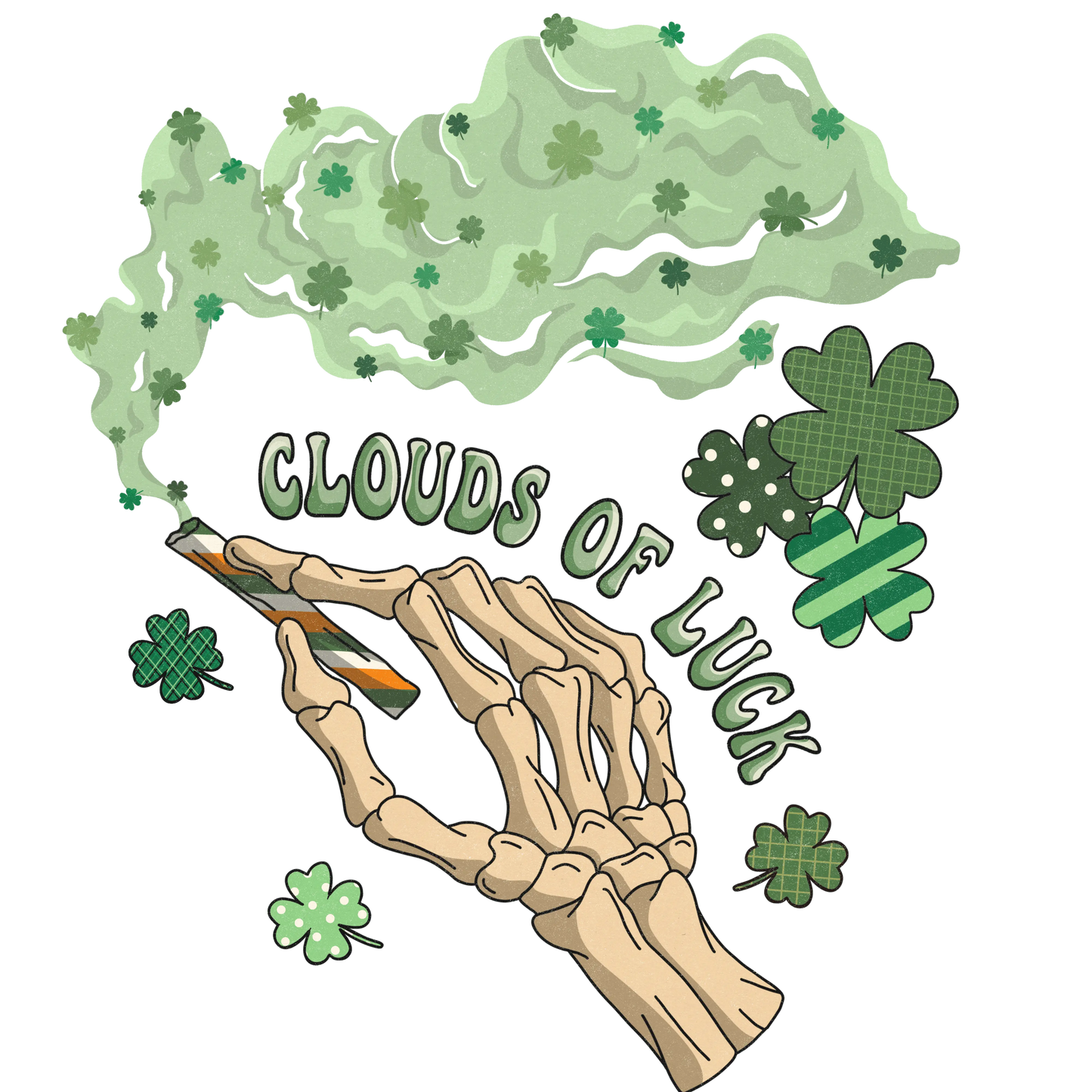 Clouds Of Luck St Patrick's Day Design - DTF Ready To Press