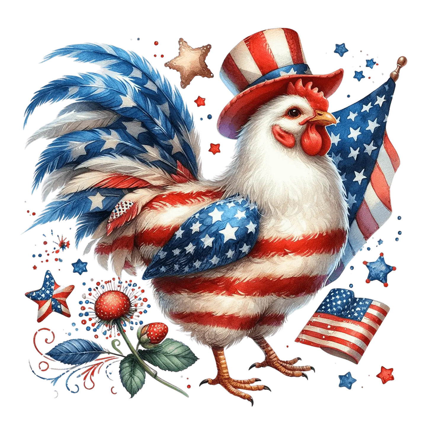 American Chicken Design - DTF Ready To Press