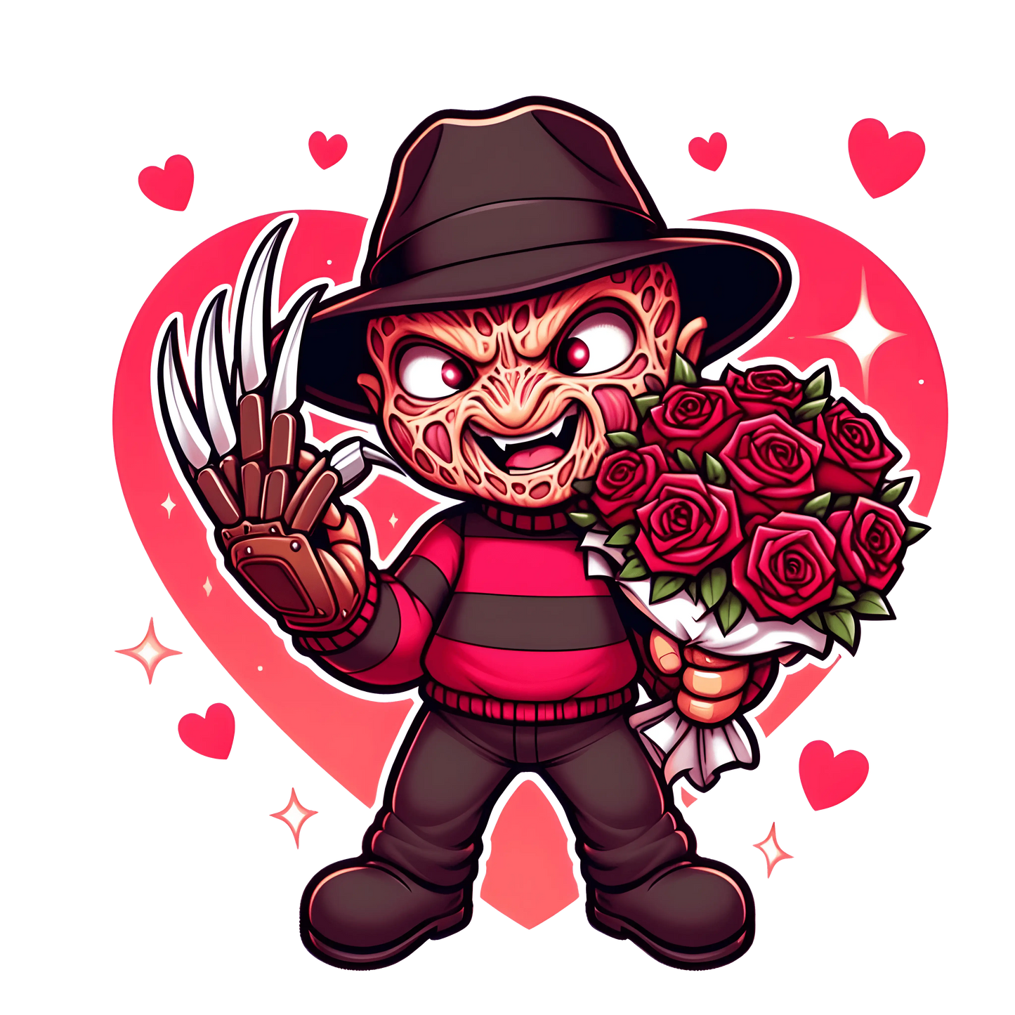 Freddy Krueger Valentine's Day Rose Design - DTF Ready To Press