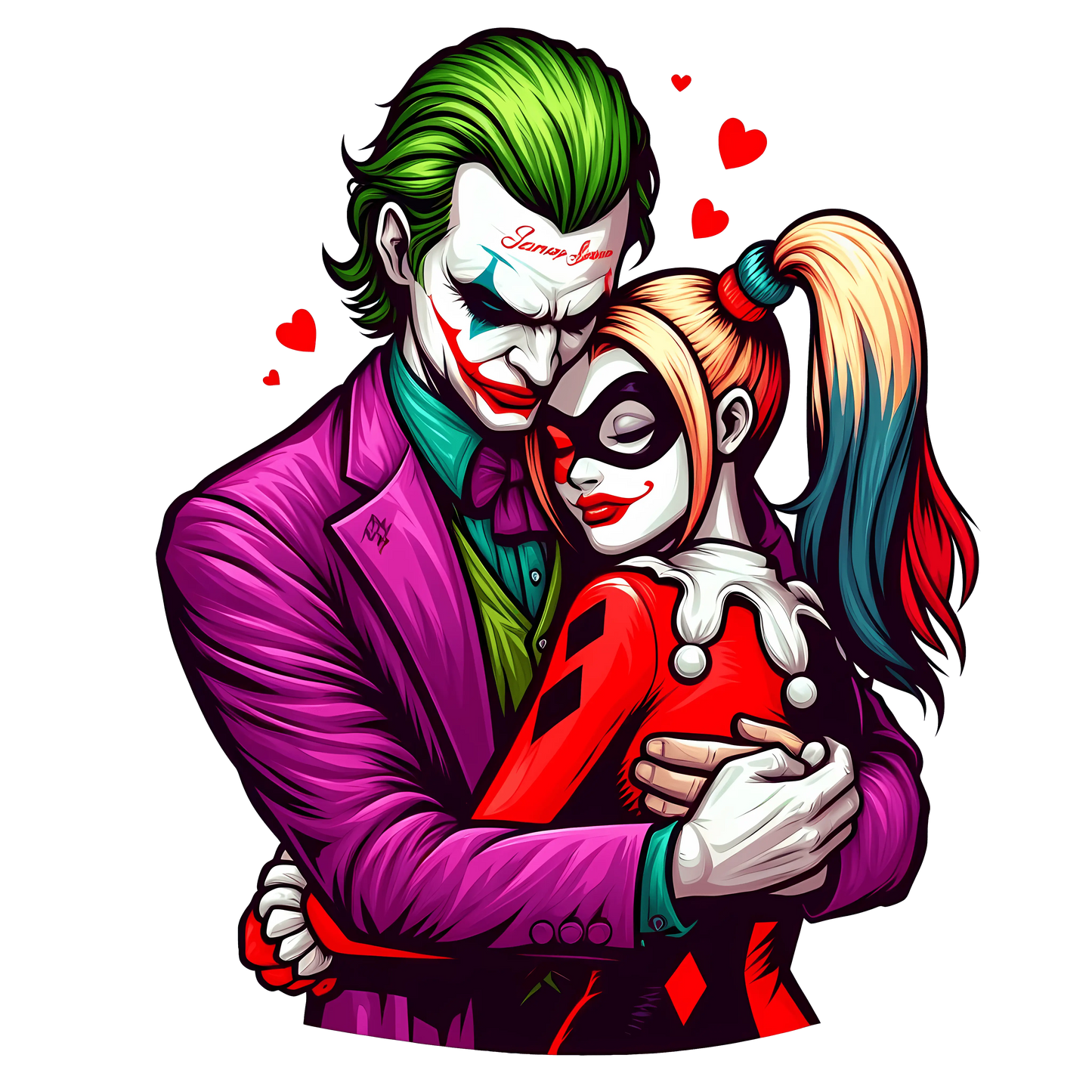 Joker And Harley Quinn Valentine's Day Hug Me Design - DTF Ready To Press