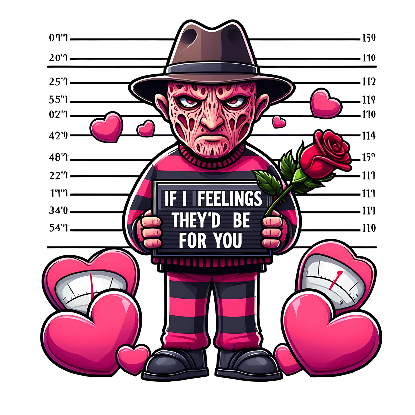 A Nightmare on Elm Street Freddy Krueger If I Feelings They'd Be For You Valentine's Day Design - DTF Ready To Press