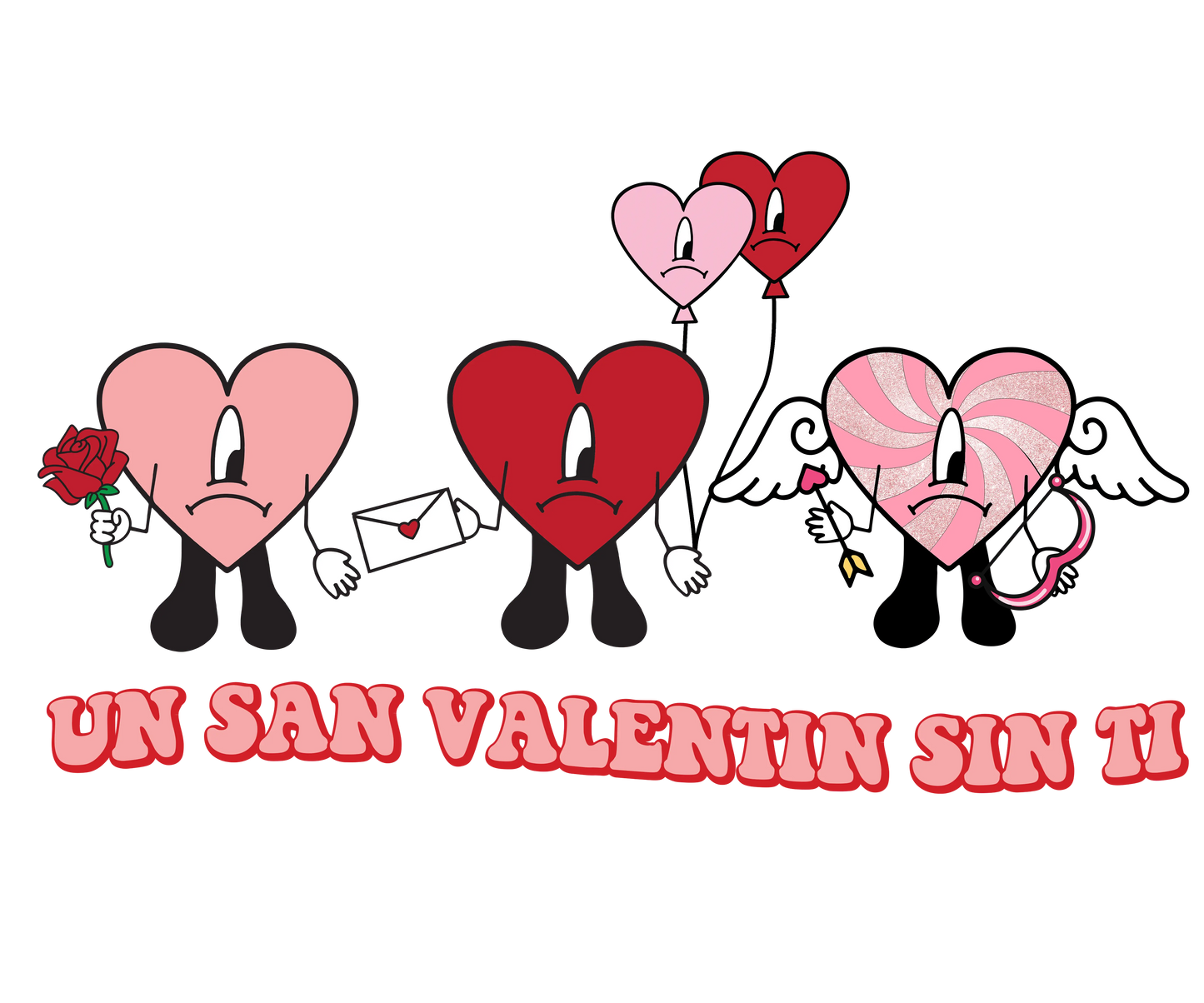 Un San Valentine Sin Ti Bad Bunny Cupid Valentine's Day Design - DTF Ready To Press