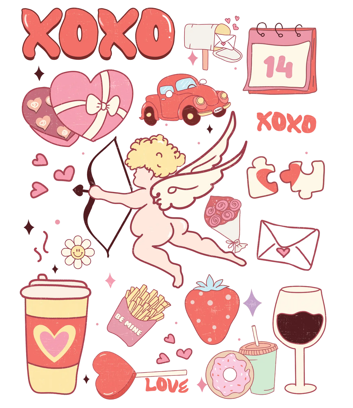 XOXO Cupid Valentine's Day Design - DTF Ready To Press