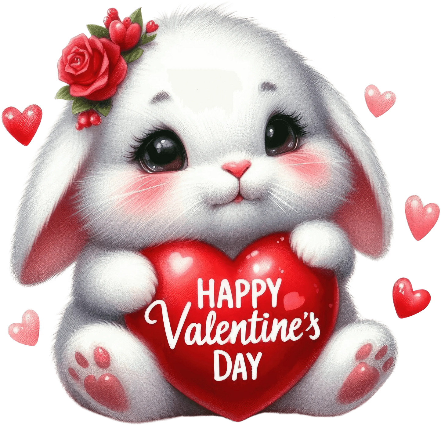 Happy Valentine's Day Bunny Design - DTF Ready To Press
