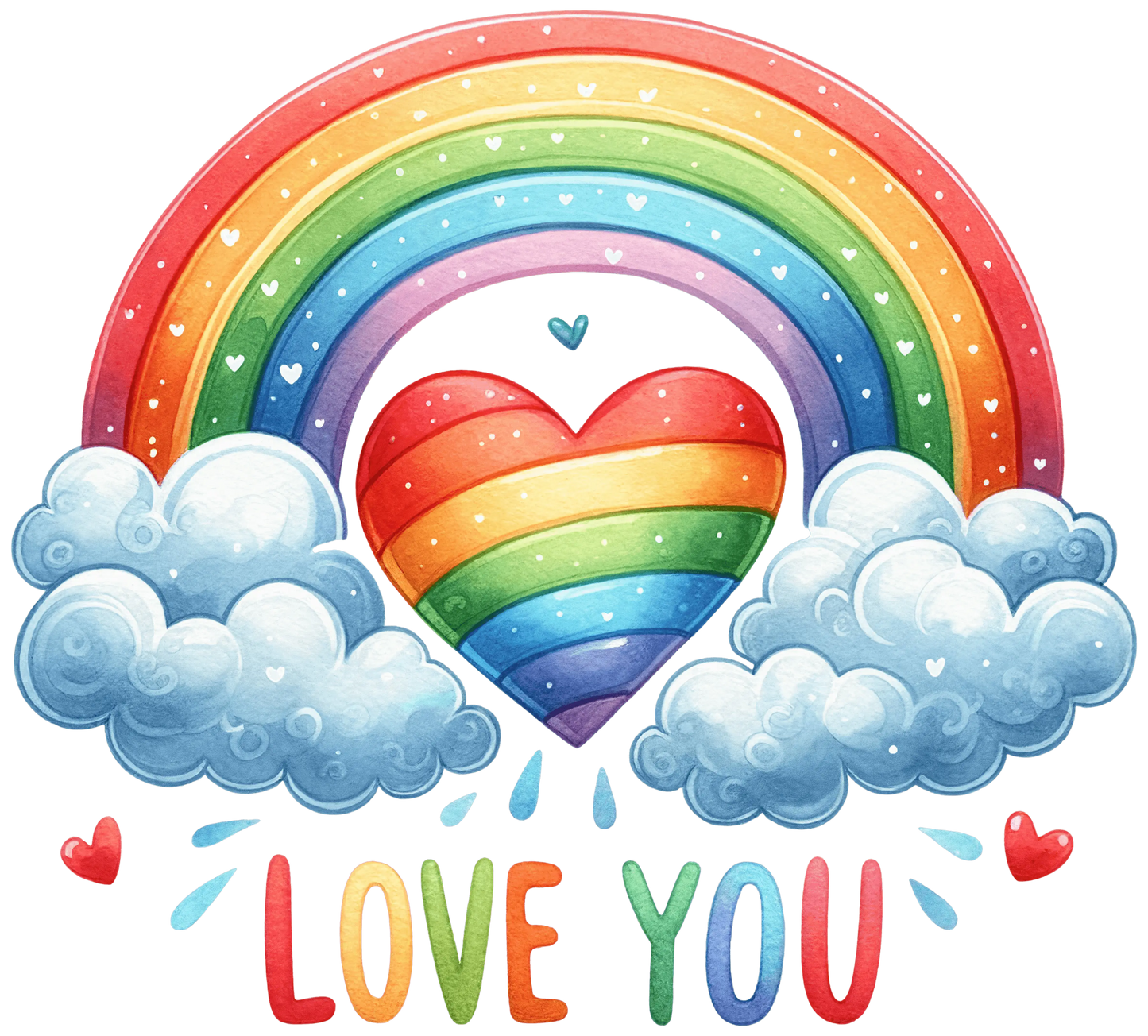 Love You Rainbow Valentine's Day Design - DTF Ready To Press