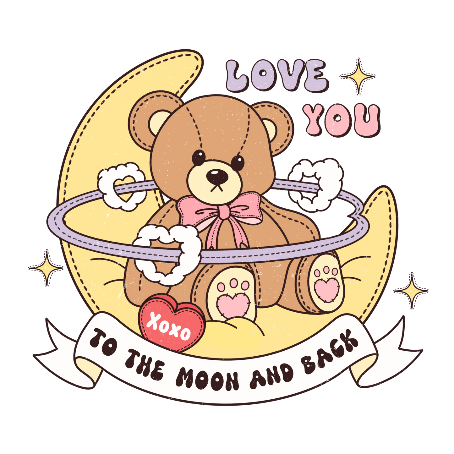 Love You To The Moon And Back Valentine's Day Design - DTF Ready To Press