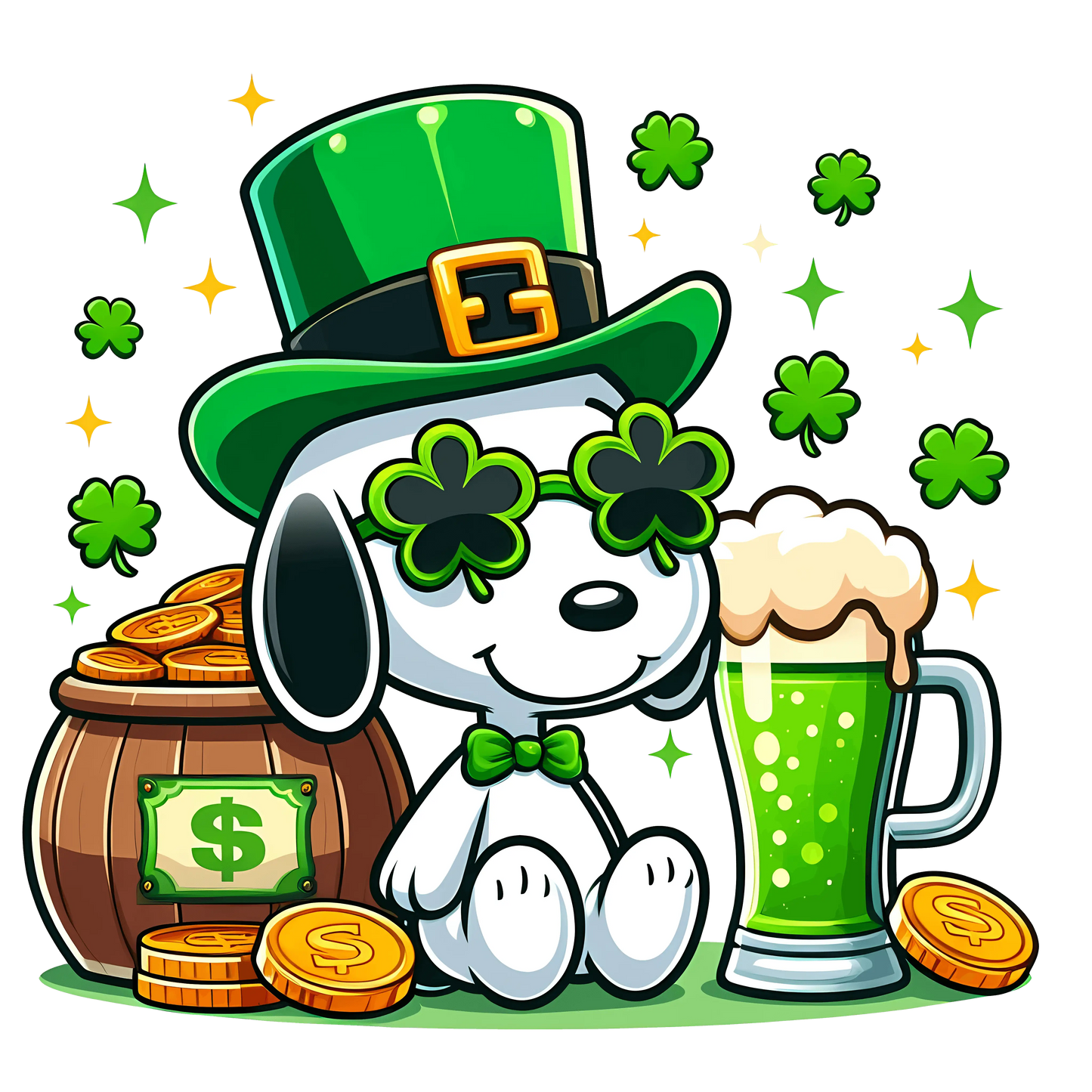 Patrick Day Snoopy The Peanuts Beagle Design - DTF Ready To Press