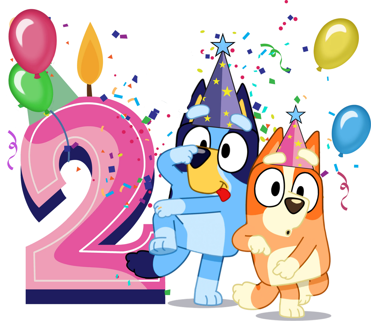 Bluey Second Birthday Party Design - DTF Ready To Press