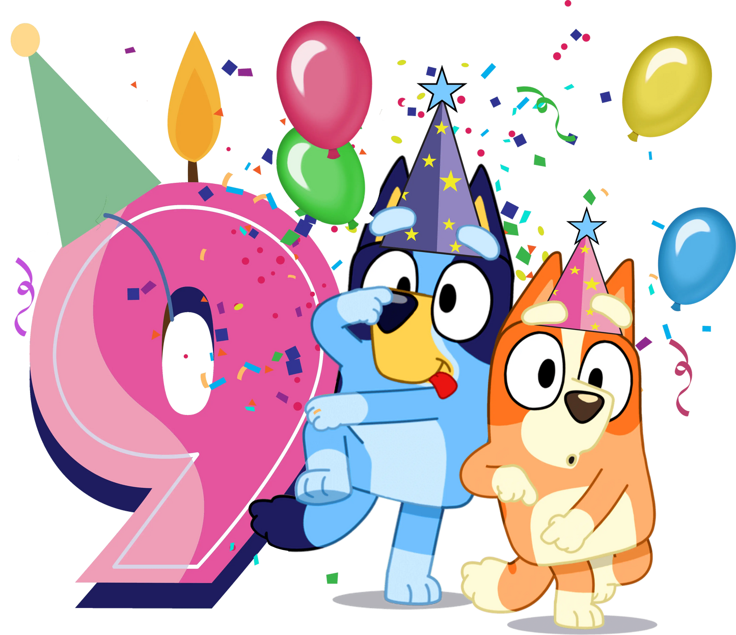 Bluey 9nd Birthday Girl Design - DTF Ready To Press