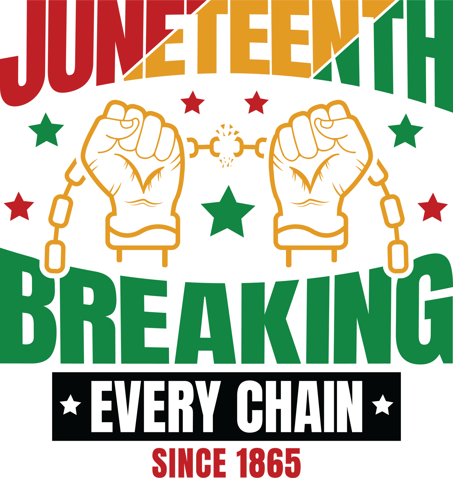 Juneteenth Breaking Every Chain Design - DTF Ready To Press