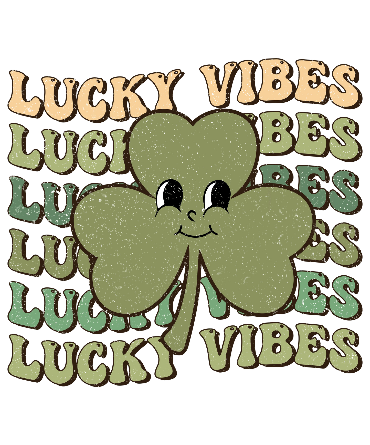 Lucky Vibes St Patricks Day Clover Design - DTF Ready To Press