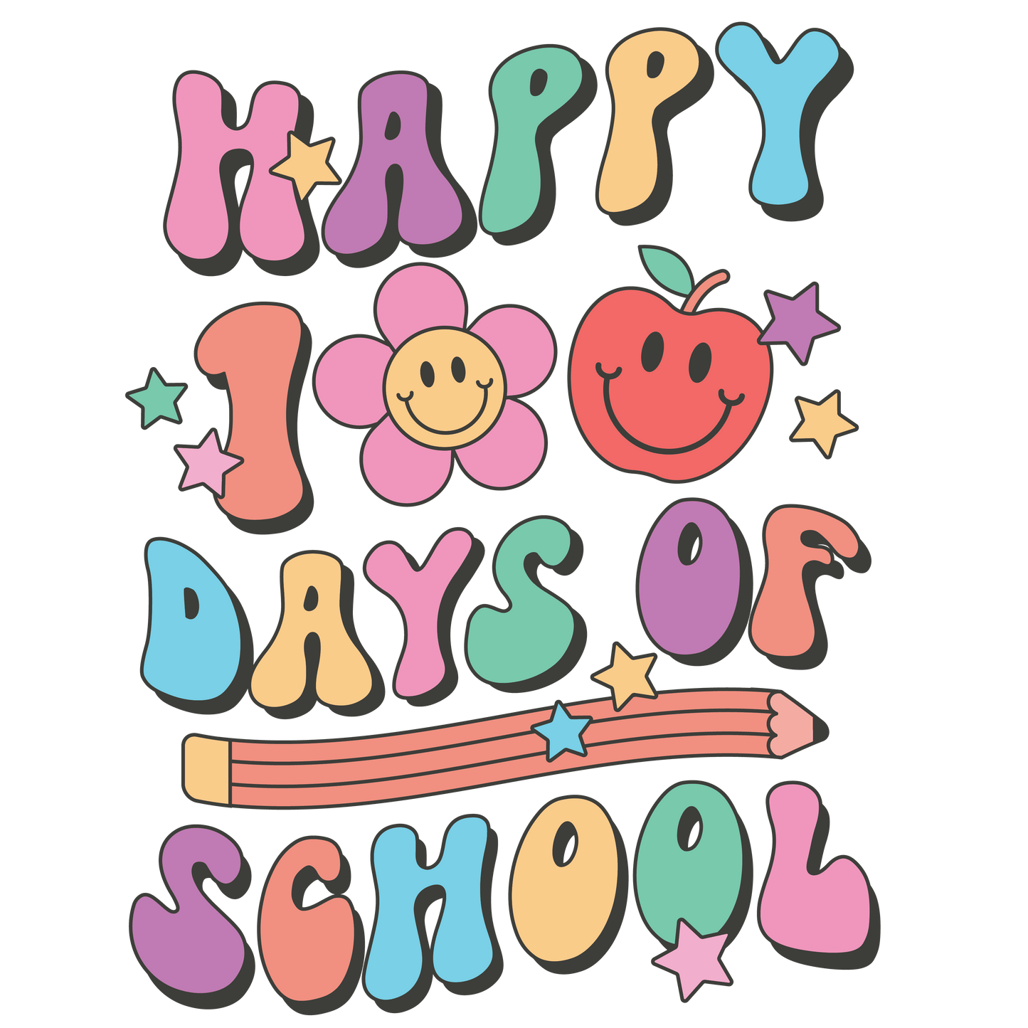 Happy 100 Days Of School Design - DTF Ready To Press