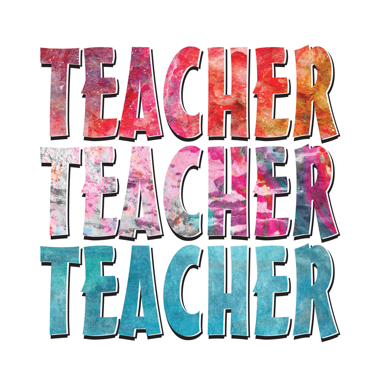 Colorful Teacher Design - DTF Ready To Press